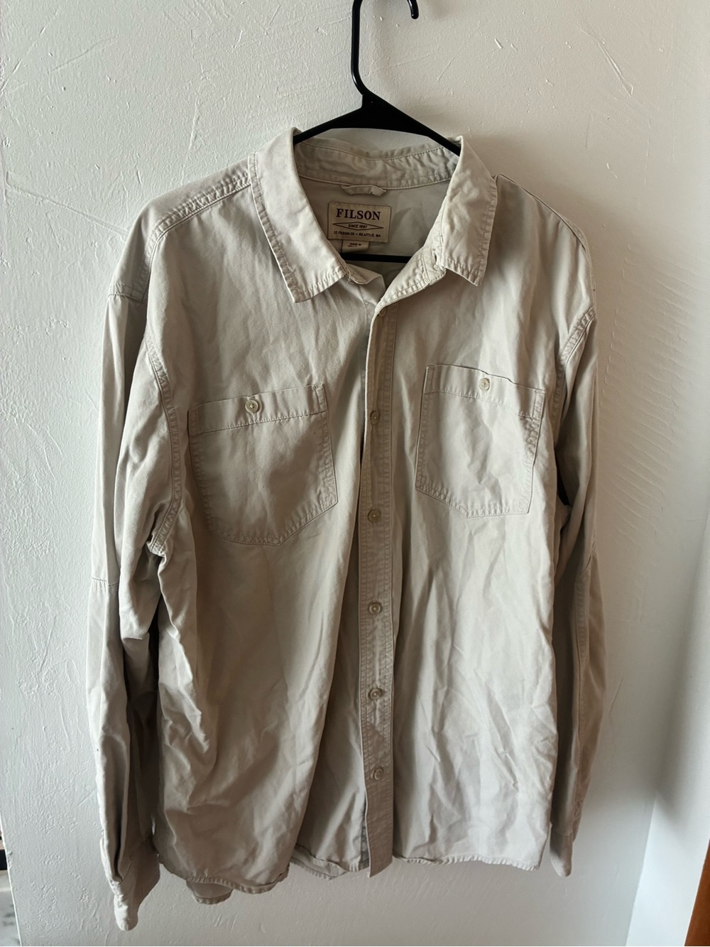 Filson Men's XL Cream Lightweight Work Shirt Jacket